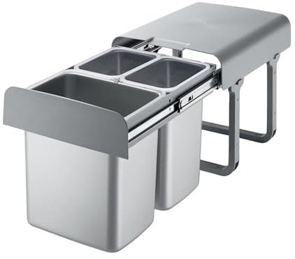 Ekotech Einbau Abfallsammler 16 + 2x 8 Liter grau ab 40er Schrankbreite
