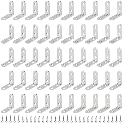 NAMYEUT 50 Stück Winkelverbinder Edelstahl 40 x 40mm, Winkel Klammern Eckwinkel 90 Grad Winkelverbinder mit Schrauben, Regalträger Winkel Edelstahl für Tabelle Stuhl Bücherregal