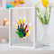 Handabdruck-Set für die Familie, Geschenke für neue Eltern, Familiengeschenke, handgefertigtes Andenken, Holzrahmen, 5 ungiftige Farben enthalten, transparente Blätter (weiß)