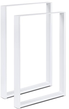 Magnetic Mobel 2 x Tischbeine aus Metall für Schreibtisch Esstisch, Möbelfüße Tischgestell Tischuntergestell Tischkufen (Weiß | Profil 6x2 cm, 50x100 cm (Bartisch))