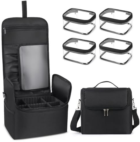 Large Makeup Bag Vanity Case: Professional Makeup Organiser Bag - Large Travel Make Up Case for Girls Women