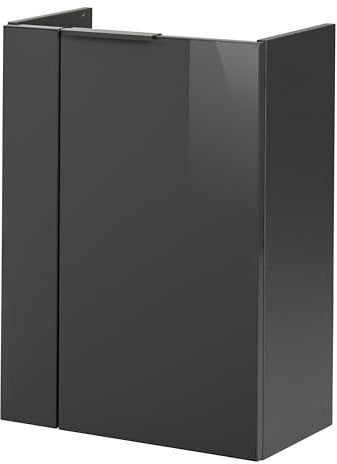 FACKELMANN Luna Waschbeckenunterschrank schmal – Unterschrank für Waschtisch im Gäste-WC (44 cm x 60 cm x 24,3 cm) – Türanschlag rechts – SBC Badezimmerschrank hängend in Anthrazit/Schwarz