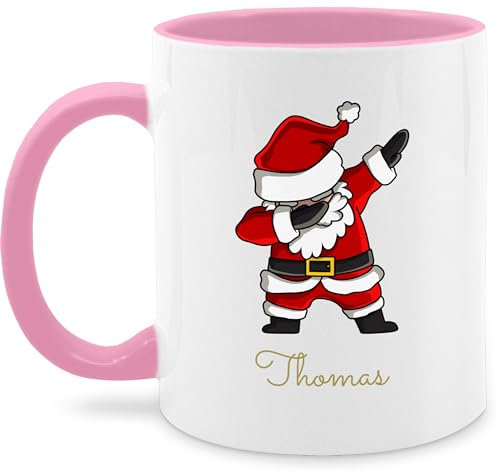 Tasse Tassen 325ml - Weihnachten Weihnachtstasse - Dab Dabbing Weihnachtsmann mit Name I Weihnachtsmotiv - 325 ml - Rosa - weihnachtstassen christmas mug personalisierte weihnachtsmotiven