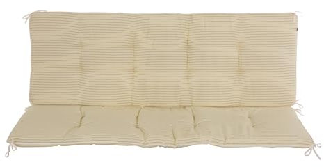 PATIO Bankauflage beige 160 cm Girona Sitzpolster Bank mit Rückenlehne für Innen & Außen 2 teilig gesteppt mit Schnüren mit Streifen