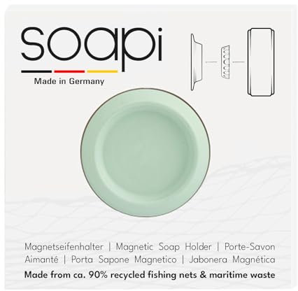 Soapi - Schwebender Seifenhalter Magnet zum Kleben - Wand Magnethalter für Seife - Ablage Seifenschale Magnetseifenhalter ohne Bohren/Saugnapf (1, Mint)