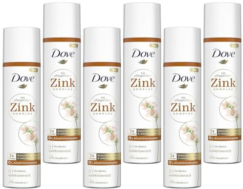 6x Dove Deo Spray Apfelblütenduft Deo ohne Aluminium mit pflegendem Zink-Komplex 100 ml (6er Pack)
