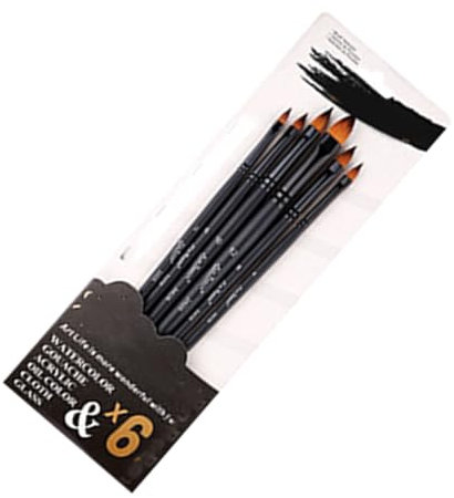 Pinceaux de Peinture Acrylique, Ensemble de Pinceaux de Peinture Aquarelle Professionnels Faciles à Nettoyer 6 Pièces pour les Artistes (Langue de chat)