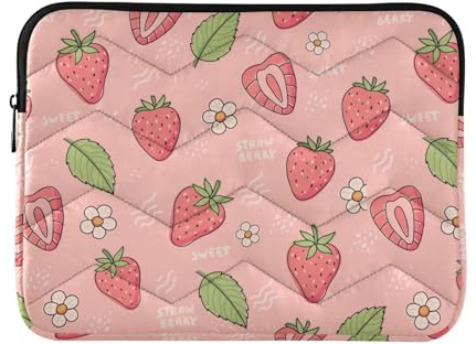 Sletend Strawberries Laptop Sleeve 13 inch Cute Laptop Bag 14 inch Waterproof Computer Bag for Women Laptop Accessories Computer Cover Bag for Tablet Men