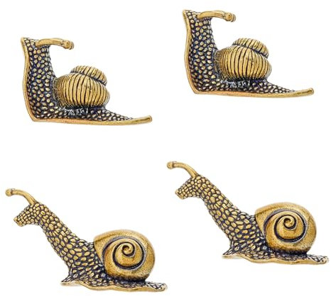 SUPERFINDINGS 4 STK. 2 Stile Messing Schneckenfiguren Schnecke Kleine Statue Mini Vintage Schneckenornamente Antikbronze Schnecken Dekor Für Zuhause Büros Desktop Garten Hof Dekoration