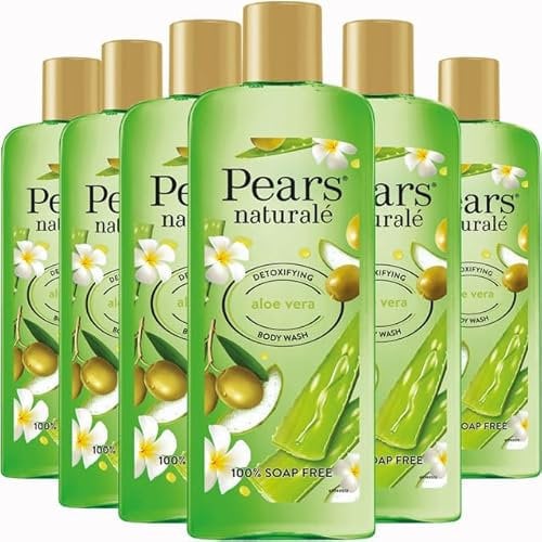 Pears Naturalé Body Wash For Detoxified Glowing Skin, Moisturising & Refreshing - Aloe Vera, Pack of 6 (6 x 250 ml)