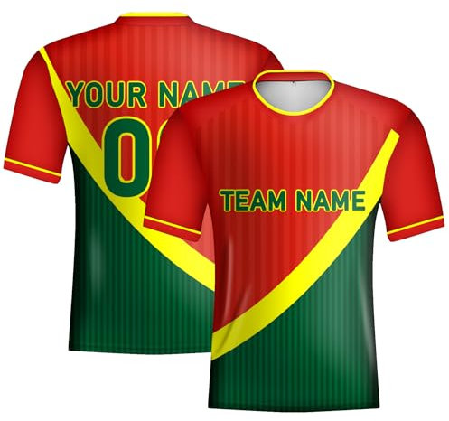 Maglia da calcio del Portogallo 2024, unisex, maglietta da calcio personalizzata con logo del numero del nome della squadra, Verde Giallo Rad, S