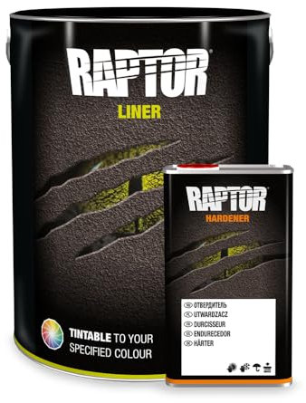 RAPTOR Lack Grau inkl. Härter & Roller-Kit - kratzfeste Beschichtung für Fahrzeuge - RAL 7007