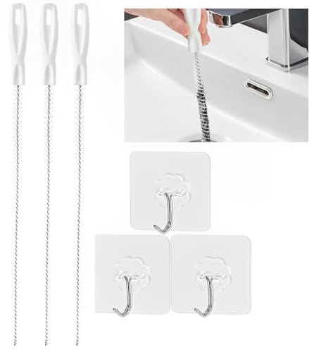 3 Pieces Sink and Drain Drainage + 3 Pieces Transparent Hook, Professional Sink Drainage, Sink Plunger, Drain Drain, for Kitchen Bathroom Tub Overflow, Sewer Cleaning