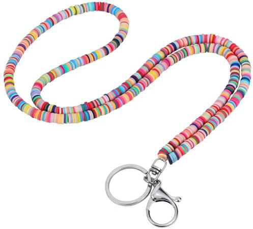LEGENTLISUR Perlen Lanyard mit ID Kartenhalter Lanyards für Frauen Lanyard mit ID Kartenhalter Lanyard mit ID Kartenhalter Set Niedlich Abzeichen für Lehrer Damen Geschenk (Bunt)