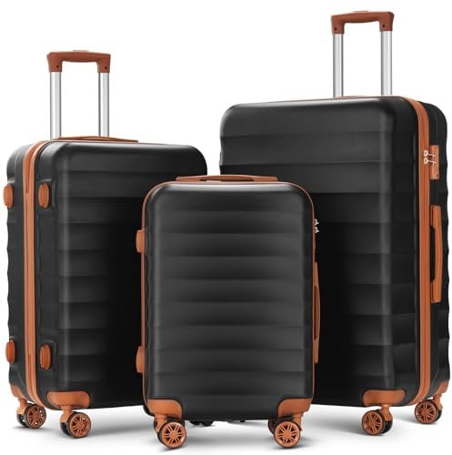BULAGE Kofferset 3 Teilig Hartschale Koffer & Trolleys Set 3 stück hartschalenkoffer Koffer Set handgepäck Koffer Suitcase Groß Reisekoffer mit 360°Spinner Rollen TSA Schloss M-L-XL Gepäck-Sets