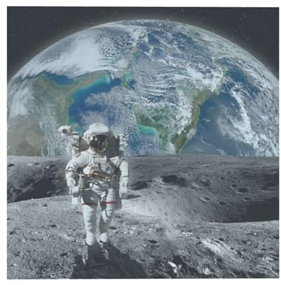 Esasam Quadratisches Poster auf Leinwand, Motiv: Astronauten – rahmenlose Wandkunst für moderne und farbenfrohe Heimdekoration