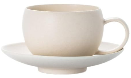 CAPIJIONG Huevera hecha a mano con textura mate de 220 ml, diseño nórdico, japonés, color liso, floral, color blanco cálido, juego de taza de café y plato