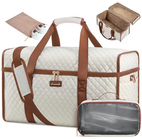 LOVEVOOK Travel Bags for Women, Weekend Overnight Maternity Gym Duffel Large Opening Hospital Holdall Carry On Flight Bag Womens, Cabin Hand Luggage with Shoe Pocket