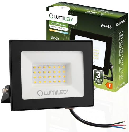 LUMILED LED Strahler 30W Superhell Außenstrahler 2700Lm LED Fluter Strahler für Außen IP65 Wasserdicht 4000K Neutralweiß Scheinwerfer Flutlichter schwarz Flutlichtstrahler