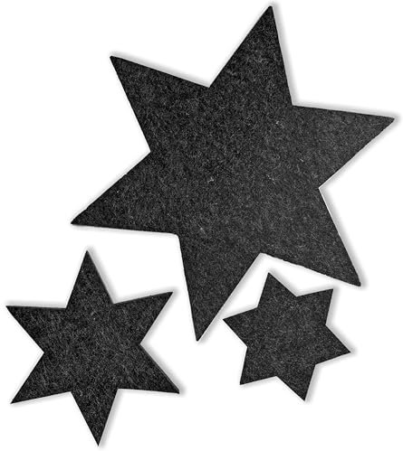 MIQIO® Design Filz Sterne 3er Set I 29 cm/ 16cm / 11 cm I Winter Weihnachten Tischdeko I nachhaltige Oekotex Untersetzer für Gläser, Kerzen, Vasen I dunkelgrau