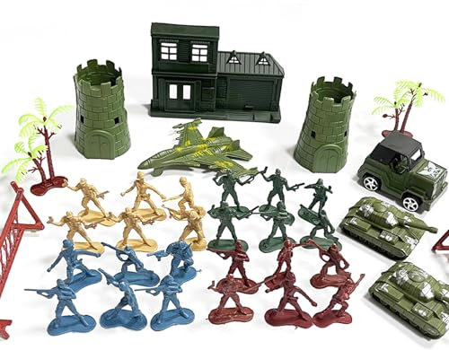 lomdung 27 Stück Soldatenfiguren mit 11 Stück Waffenzubehör, Mini Figures Military Kit, WW2 Armee Spielzeuge zum Figuren, Militärarmee Spiel fur Geschenke ab 6 Jahren Jungen or Erwachsene
