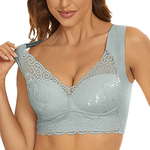 Womens Push Up Everyday Bras Comfortable Wireless Bralettes UK Sale Support Bras Comfort Lace Trim Wirefree Padded Bra UK Clearance Full Cup Seamless Full Coverage Non Wired Firm Control Bra