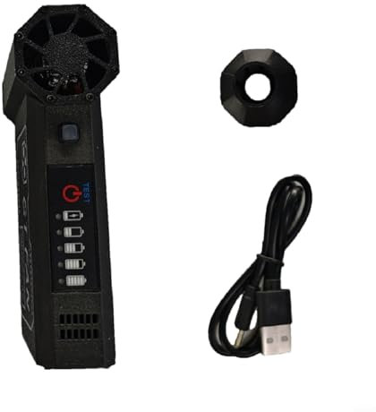 LVYXON Potente mini ventilador, ventilador eléctrico de turbina, mini ventilador eléctrico de turbina de 3 velocidades, 140000 RPM con pantalla de alimentación de batería, carga tipo C