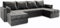 Masseno Ecksofa NAKO mit Schlaffunktion U-Form, Sofa mit Bettkasten, Wohnzimmersofa, Couch, Soffa, Bettsofa, Couchgarnitur- Grau, Paros 06