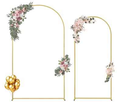 VEVOR Hochzeit Bogen, 2,2 m & 1,8 m, 2er-Set Traubogen, mit Gehäuseverbindung und Chassis-Querstangendesign, leicht zu montierender Goldener Ständer, geeignet für Geburtstage, Feiern, Feiertage