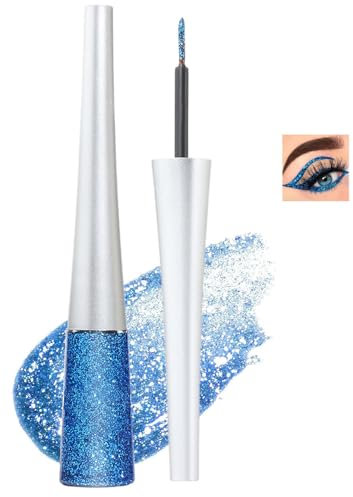 Blue Glitter Liquid Eyeliner, Glitter Eyeshadow, Long-Lasting Waterproof Eye Glitter, Shimmering Quick Dry Liquid Eyeshadow for Women’s Eye Makeup