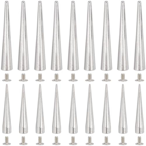 GORGECRAFT 30 Set 2 Größen 54 Mm 38 Mm Große Silberne Spikes Und Nieten Metallischer Kegel Punk Metall Baumniete Schraubniete Aufschraubbarer Kegel Lange Kupfer Kugelnieten Für Rock Leder Bekleidung