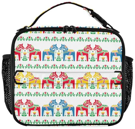 Fiambrera retro blanca para mujer, lonchera reutilizable, bolsa de almuerzo de viaje