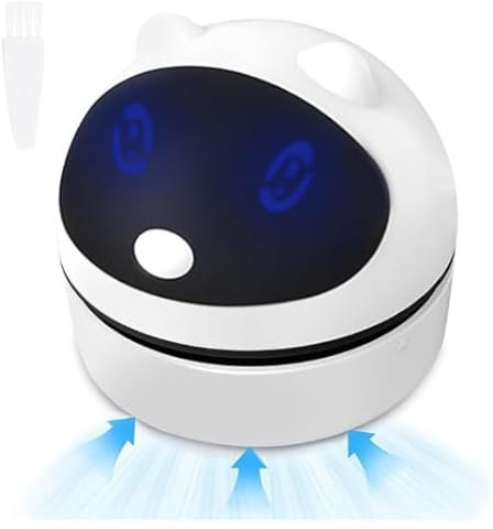 BORDEAG Mini Aspirateur de Table, Aspirateur de Bureau, Aspirateur de Table sans Fil a 360°, USB Rechargeable, pour La Maison Et Le Bureau, pour Table Bureau Coussin Voiture Clavier, Ramasse Miette