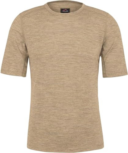 Herren Merino T-Shirt Short Sleeve Kurzarm Oberteil Funktionsoberteil 100% Merinowolle Thermounterwäsche Baselayer Farbe Beige Größe XL/54