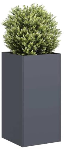 Homgoday Jardinière Anthracite 40 x 40 x 80 cm en acier laminé à froid, Jardinière d'extérieur pour balcon