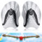 WuGU Palas Natacion, Pala de Mano para Piscina con Correas Ajustables, Paletas de Natación para Adultos Unisex, Pala de Entrenamiento de Natación Profesional para Adultos Niño Unisex(Plata)