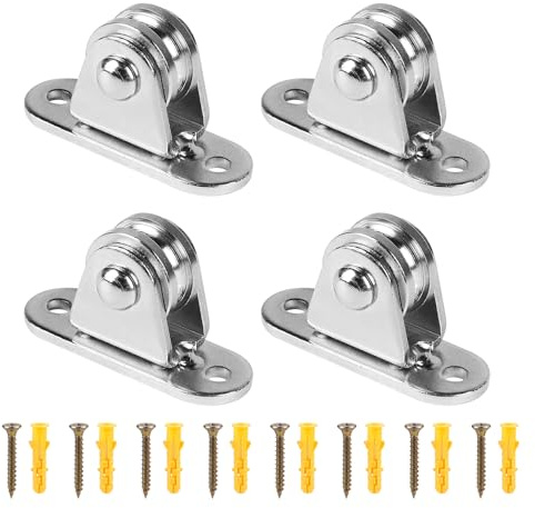 SWAWIS 4 Stück Umlenkrollen für Seile, Metall Umlenkrolle Klein mit Kugellagern, Seilrolle mit Montageschrauben für Sonnensegel Wellenschatten Gewächshaus Wäscheleine(61x21mm)