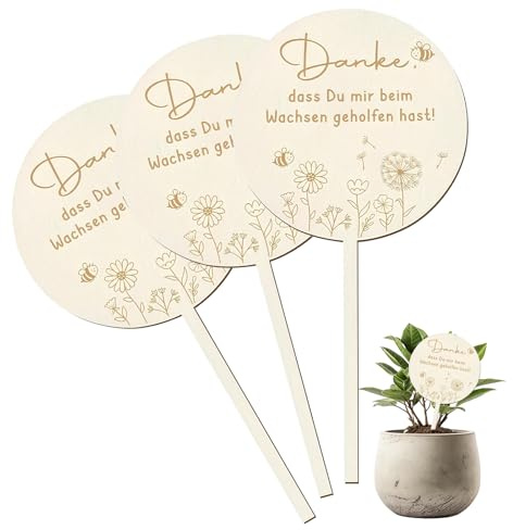 4 Stück Holz Blumenstecker Danke Dass Du Mir Beim Wachsen Geholfen Hast, Holzstecker Blumentopf Holzschild für Erzieherin Lehrer Danke Geschenk Kita Kindergarten Abschiedsgeschenk