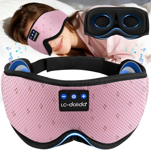 LC-dolida Bluetooth Sleep Mask Headphones Total Blackout for Side Sleeper