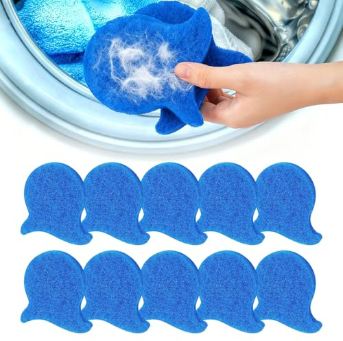 KINDLUME 10 Piezas Atrapa Pelos Lavadora, Bolas Atrapa Pelos para Lavadora, Colector de Pelos, Esponja Reutilizable Alta Densidad, para Eliminar Pelo de Perro y Gato, Limpieza Ropa y Tejidos