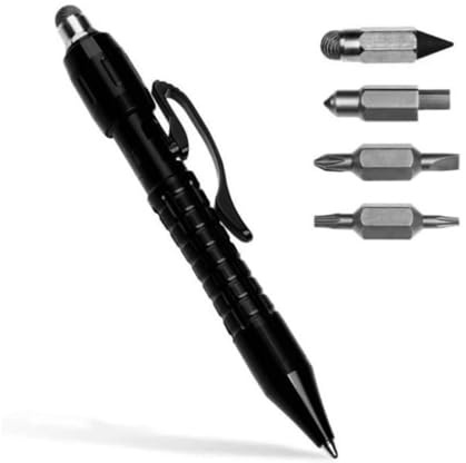 MP1 Multifunktions-Titanstift, ultimatives EDC-Taschenwerkzeug, mit 6 schnell austauschbaren Köpfen (Schreiben, Schrauben, Schneiden, Tippen, Skizzieren), für den täglichen Gebrauch (black)