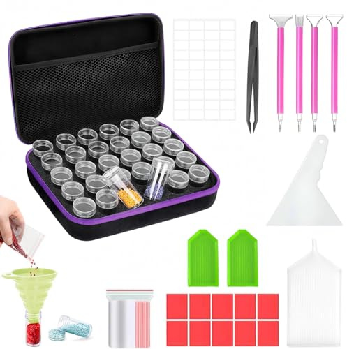 Gykutix 30 Slots Diamond Painting Kit Completo con Diamond Painting Accessori, 5D Kit Diamond Painting Professionale per Pittura Diamante, per DIY Fai da Te, Unghie Nail Art, Gioielli, Artigianato
