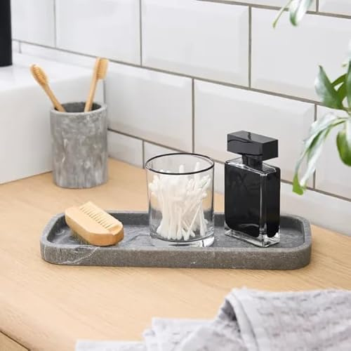 NewGrey Marble-Effect Bathroom Tray,Countertop Organiser for Toiletries, Perfumes, and Accessories, Compact and Stylish Modern Storage Solution-M82 (Tray)
