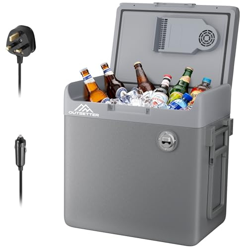 40L Electric Cool Box with Handles & Wheels, 12V Car Plug & 220-240V Mains, Hot & Cold Coolbox, Large Insulated Plug in Cooler Box, Durable Portable Cool Ice Box for Travel Camping Picnic Caravan