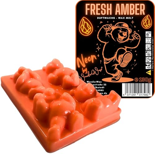 WonderWax Neon Duftriegel 6 x Duftwachs Bären Wachsmelt Duftwachs Raumduft für Duftlampen Soja Wachs Melts Duftmelt Aroma Wellnes Kerzen Wärmer Wax Tarts Fresh Amber