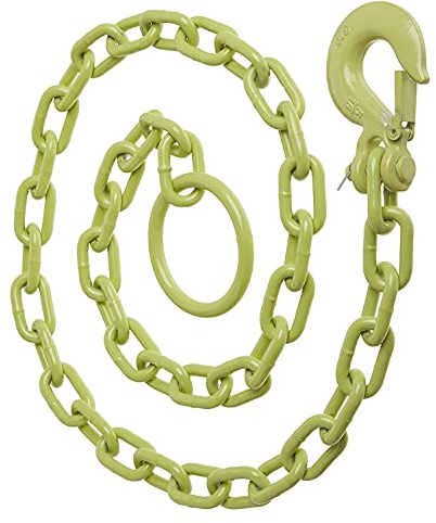 Brush Grubber Tugger Chain Attachment, Heavy-Duty 5.5-Foot Steel Link Pulling Chain with Anti-Backlash Hook for ATV and Lawn Tractor, BG-04, Green