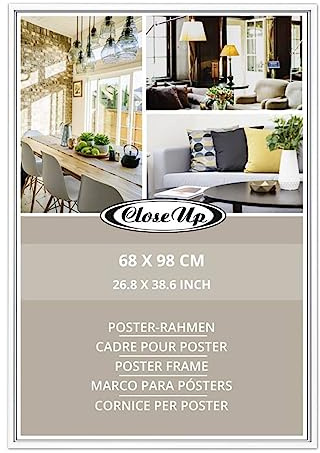 Close Up Posterrahmen | Weiß | bruchsicherer Kunststoffrahmen für Poster & Plakate | Hoch & Querformat | Für Wandmontage, Filmplakate, Kunstdrucke & Wohnungsdeko | 68x98 cm
