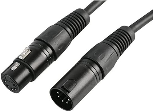 PULSE PLS00413 DMX Lead, 5 Pin XLR Male to Female (2 Pair+Screen), 5m Black