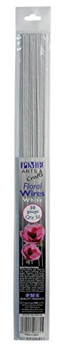 PME FW130 Set de 50 Fils pour Fleurs, Métal, Blanc, 0.1 x 0.1 x 36 cmFW130