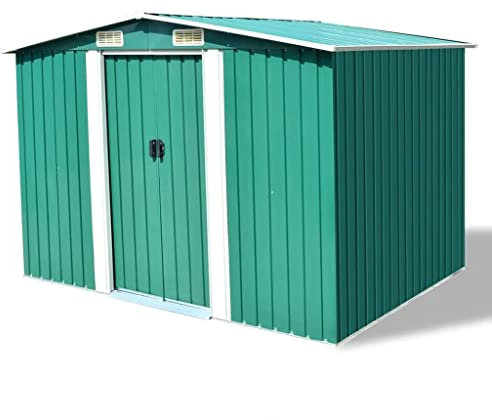 vidaXL Garden Storage Unit Metal Shed Patio Outdoor Bike Box Tools Store Green